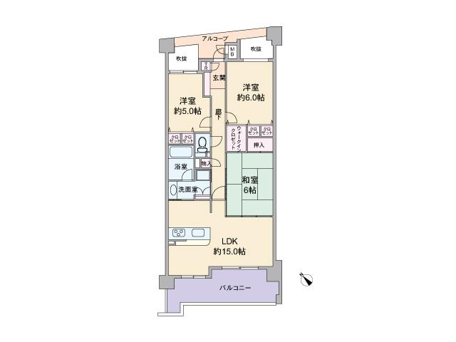 Floor plan. 3LDK, Price 24,800,000 yen, Occupied area 74.71 sq m , Balcony area 12.25 sq m