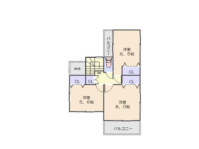 Building plan example (floor plan). Second floor plan view