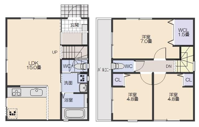 Floor plan. 27,800,000 yen, 3LDK, Land area 73 sq m , Building area 72.9 sq m