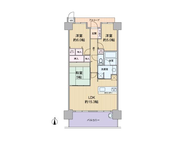Floor plan. 3LDK, Price 29 million yen, Occupied area 68.94 sq m , Balcony area 11.78 sq m