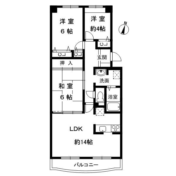 Floor plan. 3LDK, Price 12.8 million yen, Occupied area 77.92 sq m , Balcony area 9.63 sq m