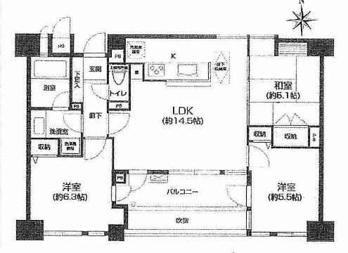 Floor plan. 3LDK, Price 17,900,000 yen, Occupied area 69.03 sq m , Balcony area 6.85 sq m