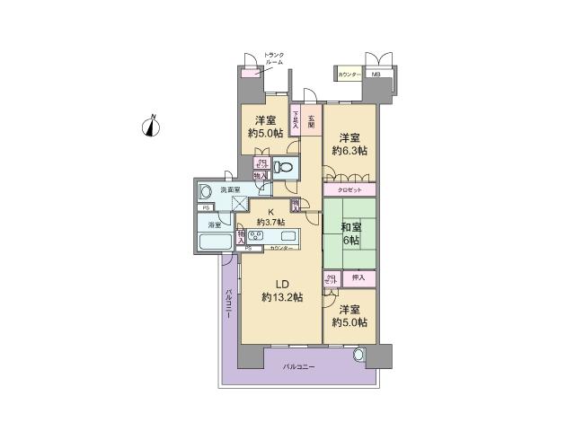 Floor plan. 4LDK, Price 33,800,000 yen, Occupied area 88.93 sq m , Balcony area 19.69 sq m