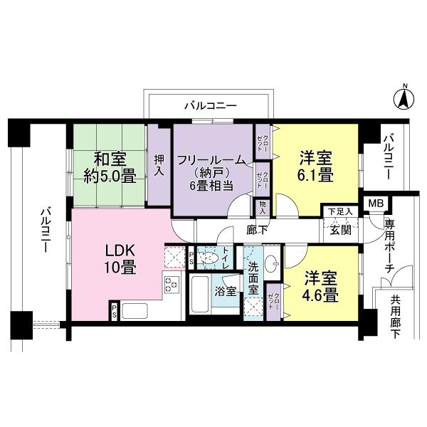 Floor plan. 3LDK + S (storeroom), Price 25,800,000 yen, Footprint 71.4 sq m , Balcony area 22.6 sq m