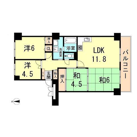 Floor plan. 4LDK, Price 15.8 million yen, Occupied area 75.76 sq m , Balcony area 8.58 sq m