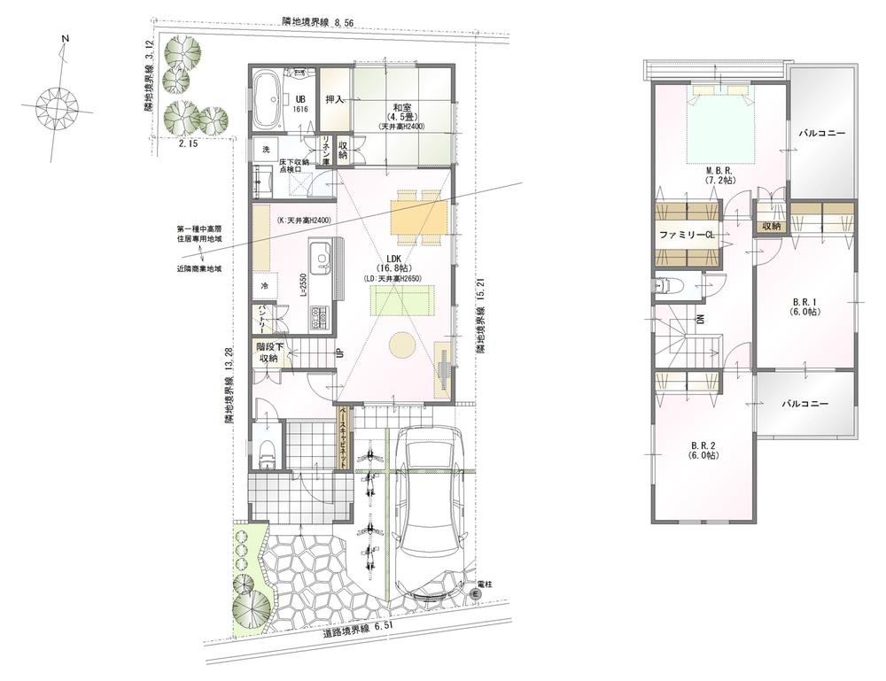 Building plan example (floor plan). Building plan example (No. 6 locations) 4LDK, Land price 23,372,000 yen, Land area 108.44 sq m , Building price 19,604,000 yen, Building area 100.03 sq m