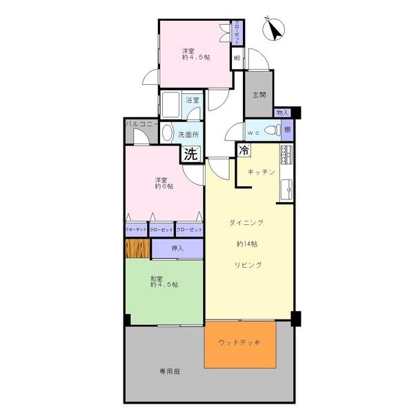 Floor plan. 3LDK, Price 14.7 million yen, Occupied area 64.31 sq m , Balcony area 22.52 sq m