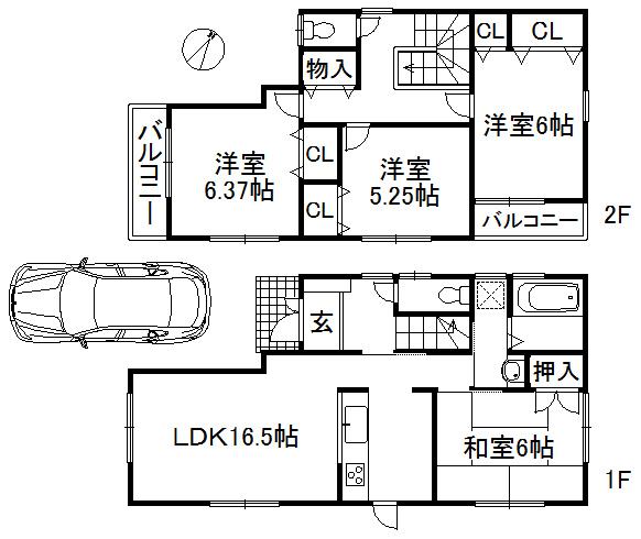 Floor plan. 30,800,000 yen, 4LDK, Land area 100.05 sq m , Building area 95.37 sq m