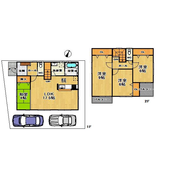 Compartment view + building plan example. Building plan example (A No. land) 4LDK, Land price 18,800,000 yen, Land area 100.04 sq m , Building price 12 million yen, Building area 98.82 sq m
