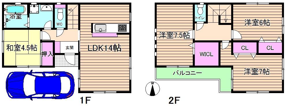 Floor plan. 29,800,000 yen, 4LDK, Land area 86.91 sq m , Building area 91.53 sq m 2 floor there are six tatami greater than or equal to a total room