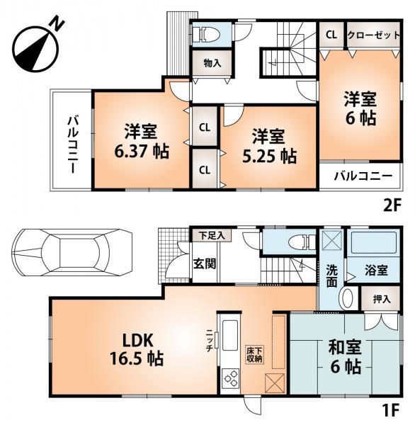 Floor plan. 30,800,000 yen, 4LDK, Land area 100.05 sq m , Building area 95.37 sq m   ■ Mato drawings ■  Living spacious 4LDL! Good per yang. 