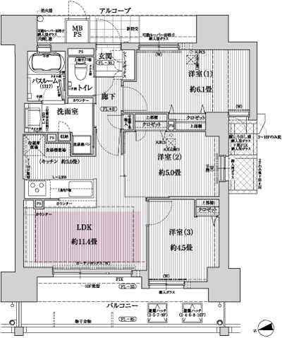 Floor: 3LDK, occupied area: 58.66 sq m, Price: 24,900,000 yen ~ 29,700,000 yen