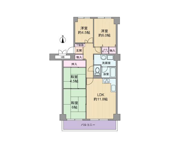 Floor plan. 4LDK, Price 15.8 million yen, Occupied area 75.76 sq m , Balcony area 8.58 sq m
