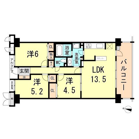 Floor plan. 3LDK, Price 18,800,000 yen, Occupied area 70.01 sq m , Balcony area 11.97 sq m