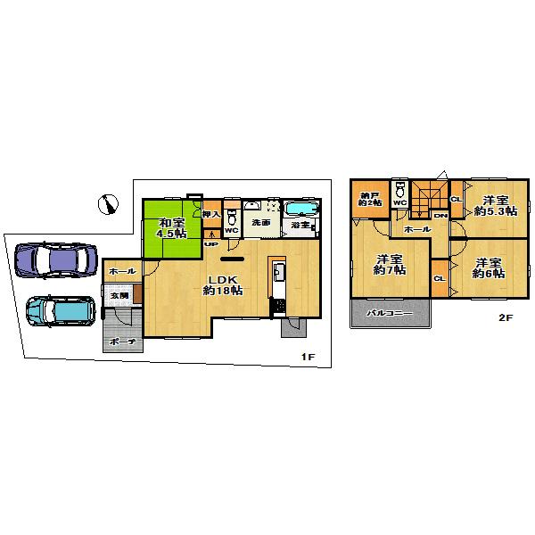 Floor plan. (A No. land), Price 39,650,000 yen, 4LDK, Land area 121.76 sq m , Building area 97.02 sq m