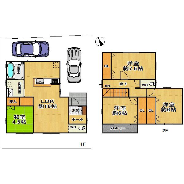 Floor plan. (B No. land), Price 39,850,000 yen, 4LDK, Land area 112.57 sq m , Building area 98.6 sq m