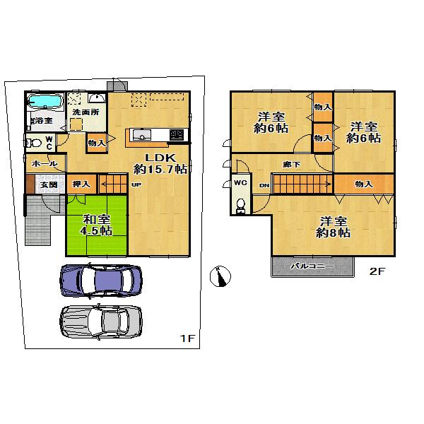 Floor plan. (C No. land), Price 41,650,000 yen, 4LDK, Land area 115.14 sq m , Building area 97.71 sq m