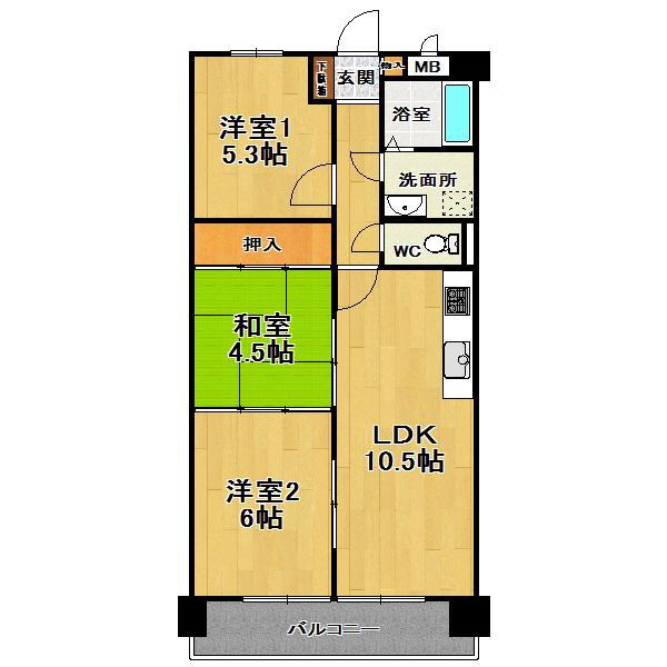 Floor plan. 3LDK, Price 11.8 million yen, Occupied area 57.24 sq m , Balcony area 8.1 sq m interior renovation completed