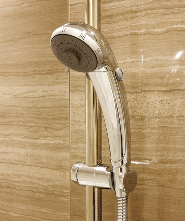 Bathing-wash room.  [Hand shower] Shower, Height-adjustable slide bar type to fit has been adopted to people who use (same specifications)