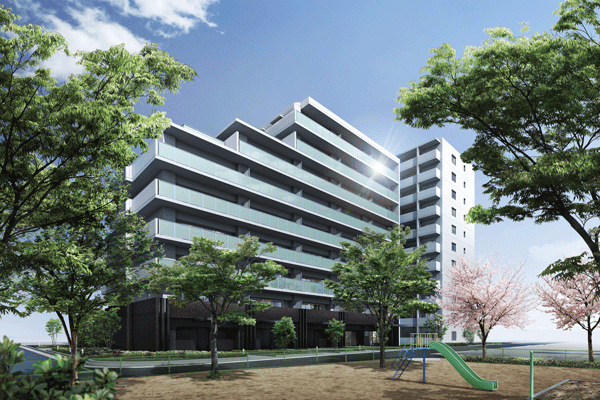 Features of the building.  [appearance] Convenient city center, Environment feel the season of color and moisture, Residential area that combines both of charm ・ Will be born in the corner of Itami Minamicho (Rendering)