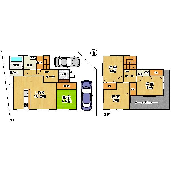 Floor plan. (H No. land), Price 32,800,000 yen, 4LDK, Land area 102.04 sq m , Building area 98.64 sq m