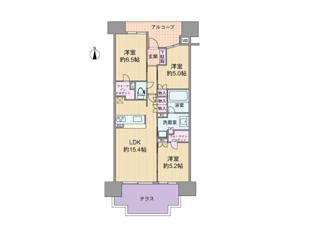 Floor plan. 3LDK, Price 35,600,000 yen, Occupied area 71.58 sq m , Balcony area 14.81 sq m