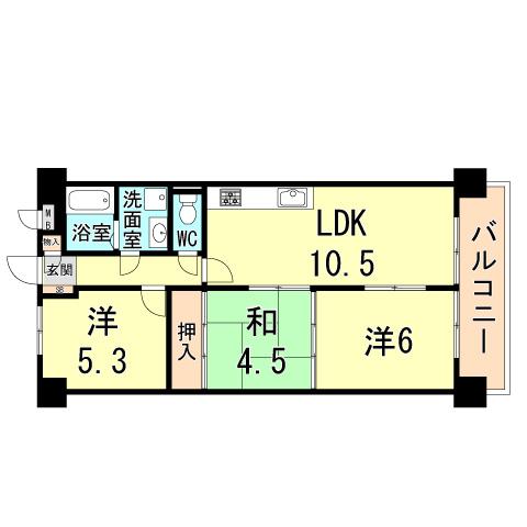 Floor plan. 3LDK, Price 11.8 million yen, Occupied area 57.24 sq m , Balcony area 8.1 sq m