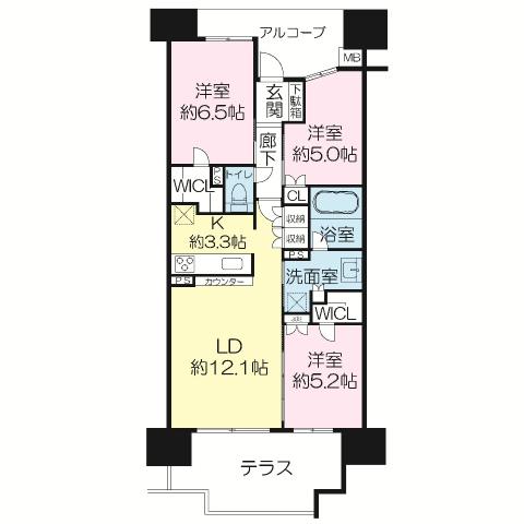 Floor plan. 3LDK, Price 35,600,000 yen, Occupied area 71.58 sq m