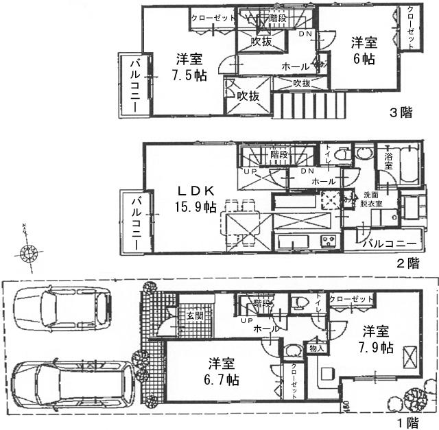 Building plan example (floor plan). Building price 15.8 million yen, Building area 110.60 sq m