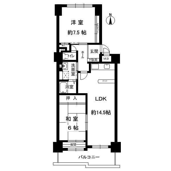 Floor plan. 2LDK, Price 13.8 million yen, Occupied area 70.69 sq m , Balcony area 9 sq m