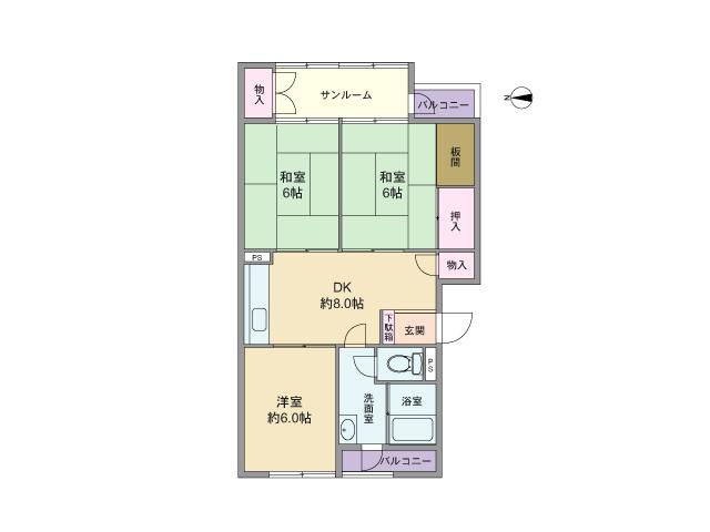 Floor plan. 3LDK, Price 4.5 million yen, Occupied area 68.46 sq m , Balcony area 4.52 sq m