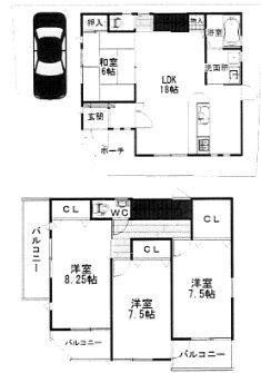Floor plan. 33,900,000 yen, 4LDK, Land area 92.74 sq m , Building area 106.91 sq m floor plan
