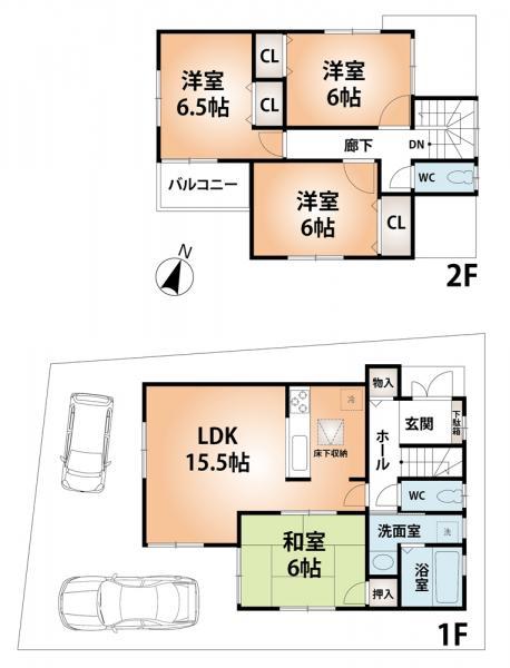 Floor plan. 29,800,000 yen, 4LDK, Land area 109.17 sq m , Building area 94.36 sq m