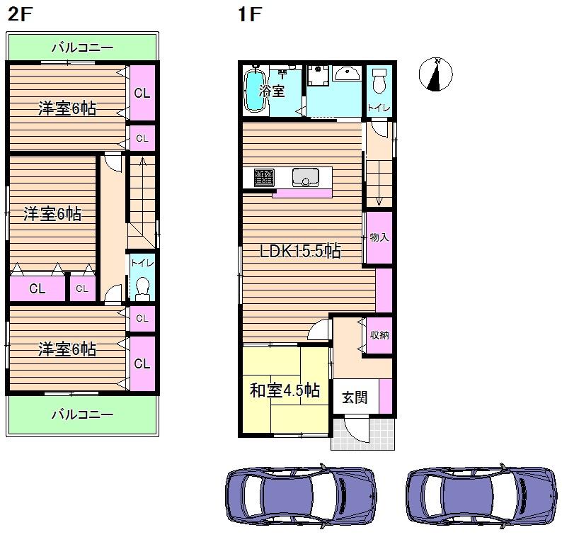 Floor plan. (OC Town Minamihon Town), Price 35,800,000 yen, 4LDK, Land area 130.3 sq m , Building area 96.39 sq m