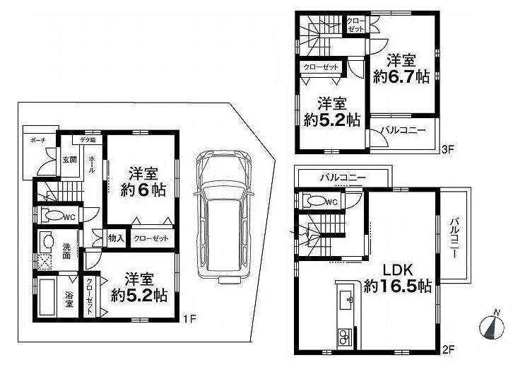 Floor plan. 29,800,000 yen, 4LDK, Land area 75.09 sq m , Building area 96.79 sq m
