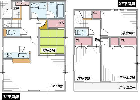 Floor plan. 18,800,000 yen, 4LDK, Land area 137.73 sq m , Building area 99.63 sq m living whopping 18 Pledge, This is the main stage plan of the room. 