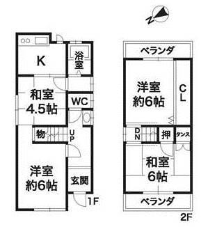 Floor plan. 4.5 million yen, 4K, Land area 58.13 sq m , Building area 63.1 sq m