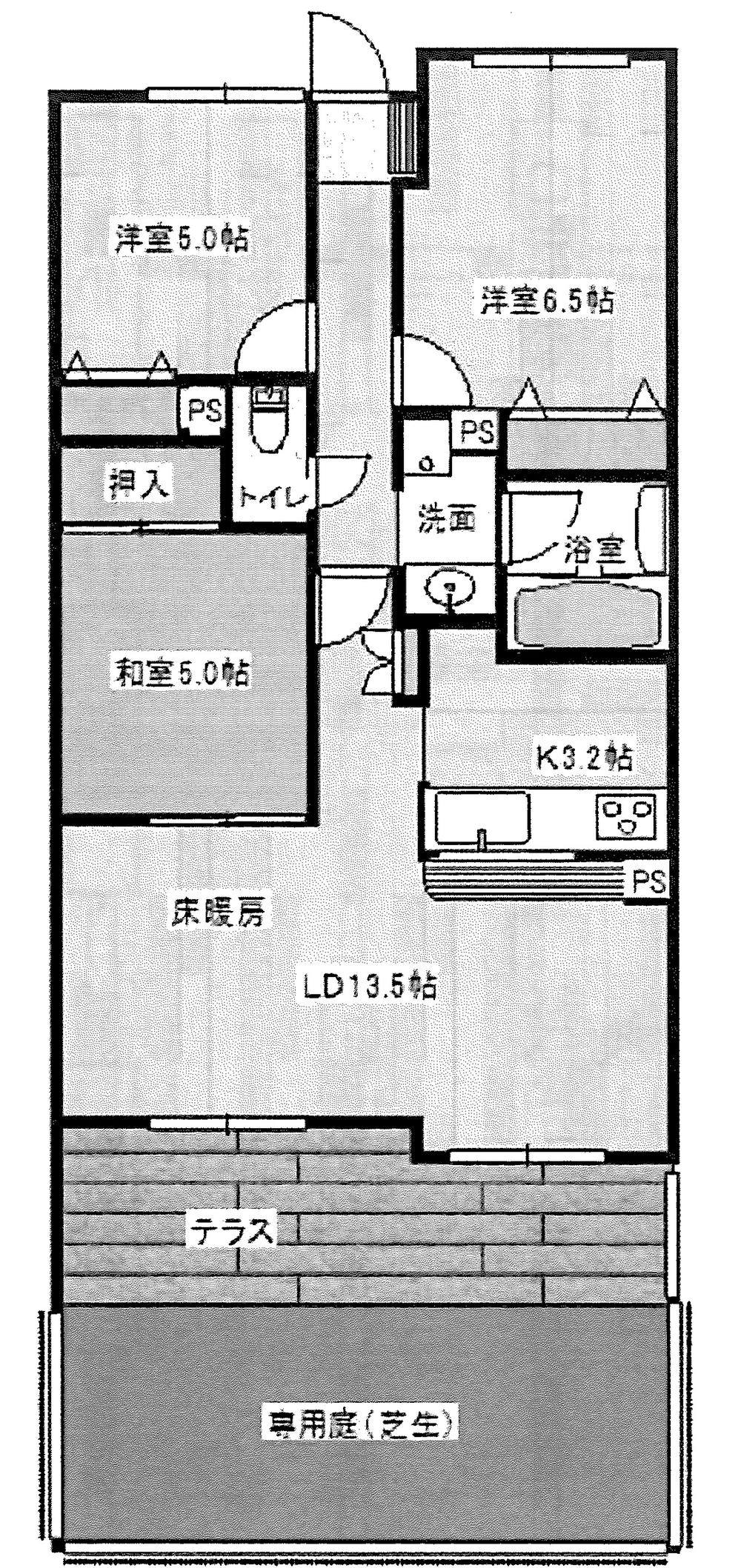 Floor plan. 3LDK, Price 16 million yen, Occupied area 70.81 sq m , Balcony area 10.82 sq m