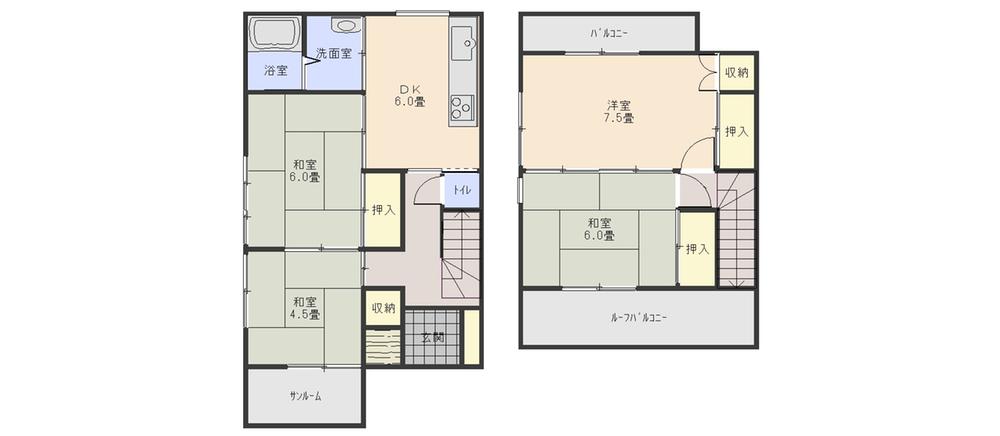 Floor plan. 10 million yen, 4DK, Land area 105.25 sq m , Building area 74.52 sq m