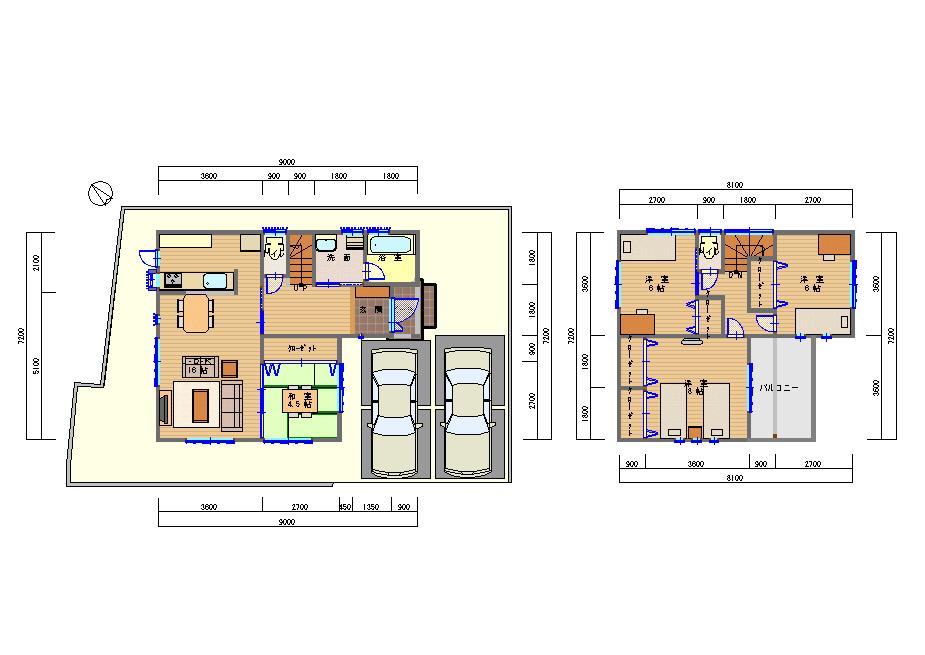 Compartment view + building plan example. Building plan example, Land price 10.4 million yen, Land area 134.59 sq m , Building price 16.4 million yen, Building area 98.82 sq m balcony comfortably spacious. Also hit yang good and comfortable! 