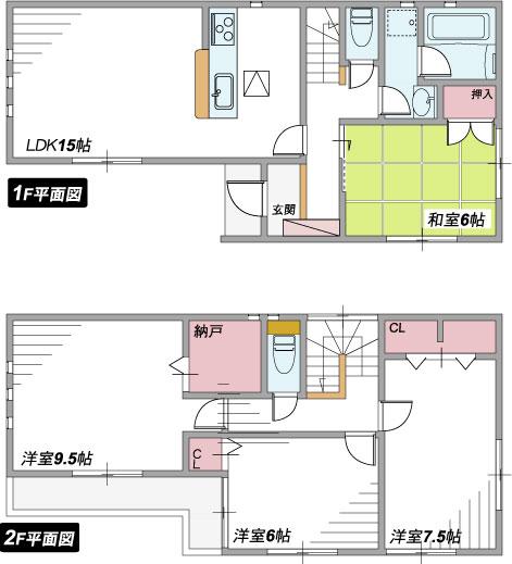 Floor plan. (3 Building), Price 22,700,000 yen, 4LDK+S, Land area 147.25 sq m , Building area 101.25 sq m