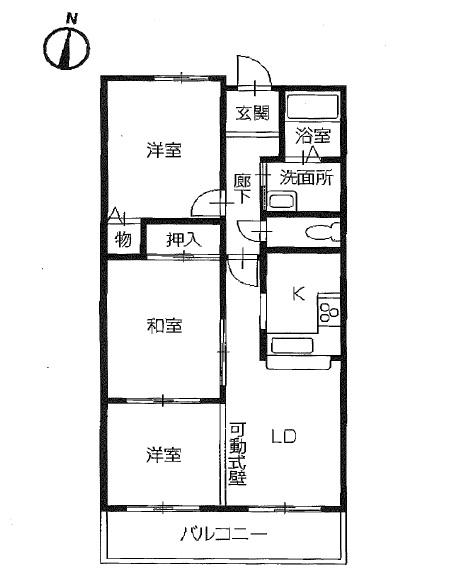 Floor plan. 3LDK, Price 9.98 million yen, Occupied area 55.41 sq m , Balcony area 9.63 sq m Prestige Kakogawa V Kakogawa Hiraoka-cho Floor plan