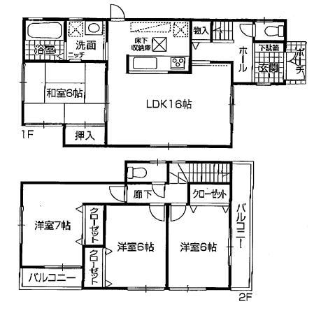 Floor plan. 23.8 million yen, 4LDK, Land area 144.92 sq m , Building area 95.17 sq m 4LDK