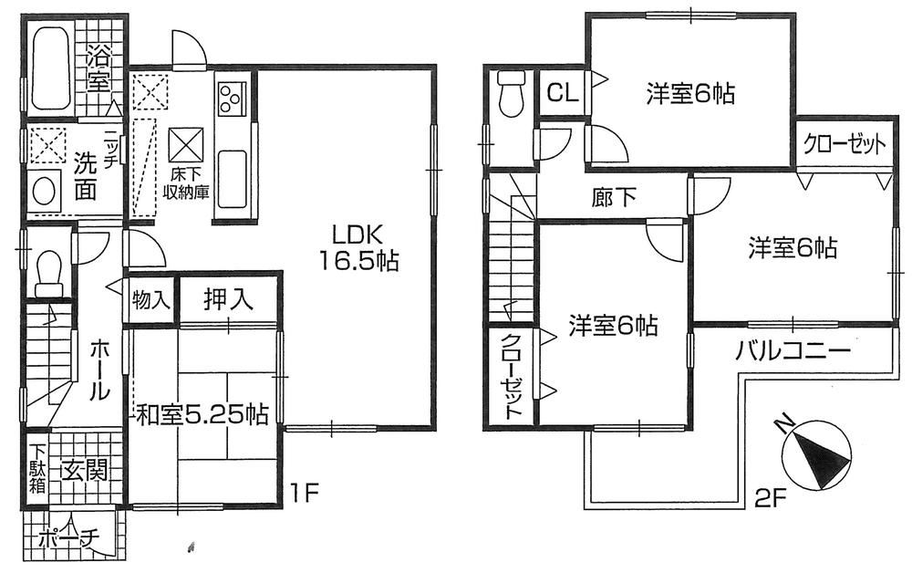 Floor plan. 23,300,000 yen, 4LDK, Land area 137.95 sq m , Building area 93.55 sq m