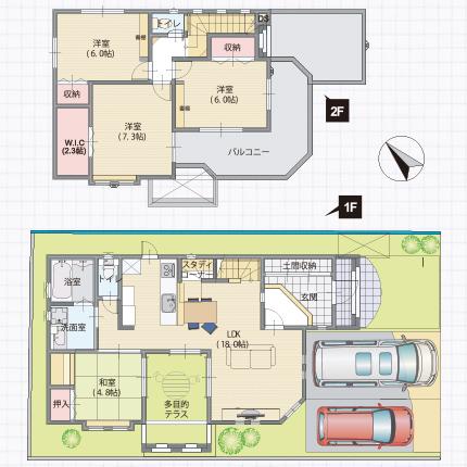 36,800,000 yen, 4LDK, Land area 137.03 sq m , Spacious place a living and bright Japanese-style room of 18 quires so as to surround the building area 103.71 sq m cafe terrace. 