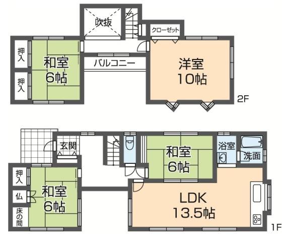 Floor plan. 10.8 million yen, 4LDK, Land area 127.41 sq m , Building area 101.87 sq m