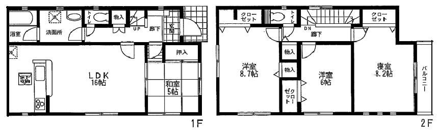 Floor plan. 21,800,000 yen, 4LDK, Land area 108.37 sq m , Building area 102.87 sq m