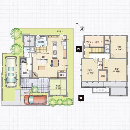 Floor plan. (A No. land), Price 37,700,000 yen, 4LDK+S, Land area 131.53 sq m , Building area 106.82 sq m