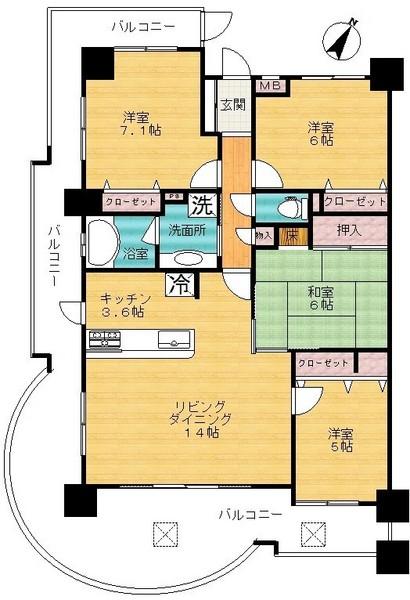 Floor plan. 4LDK, Price 19,800,000 yen, Occupied area 87.38 sq m , Balcony area 37.62 sq m