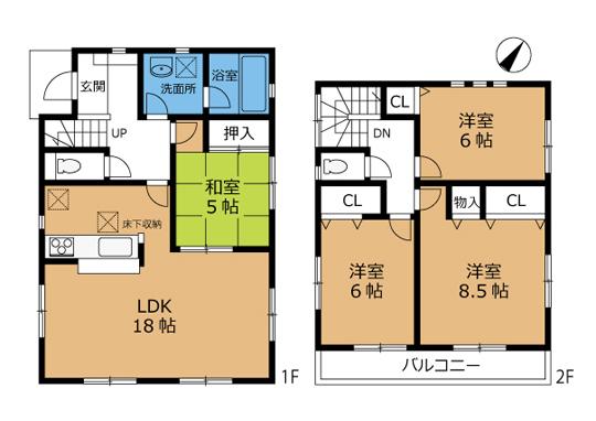 Floor plan. 18,800,000 yen, 4LDK, Land area 137.73 sq m , Building area 99.63 sq m